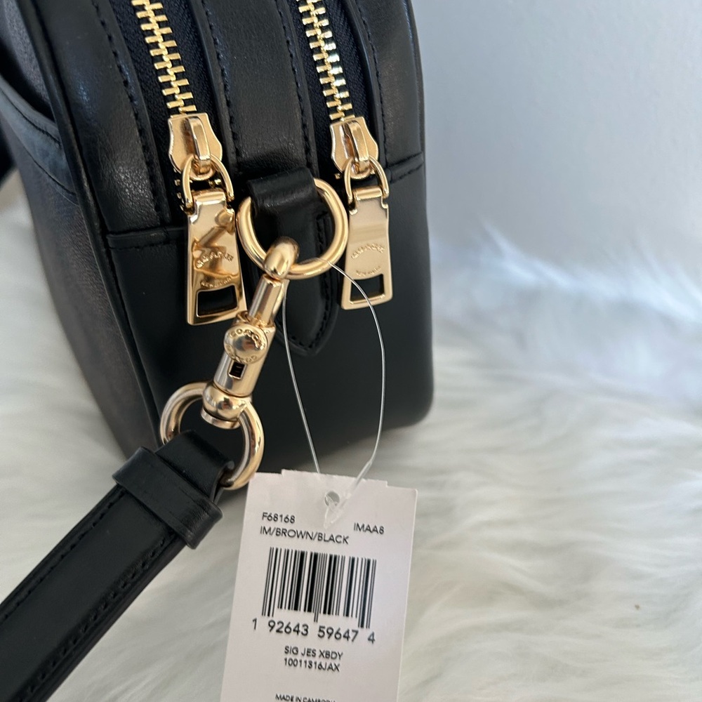 Coach Jes Crossbody Brown Black Signature Canvas Leather Bag‎ F68168 NEW - Picture 3 of 8